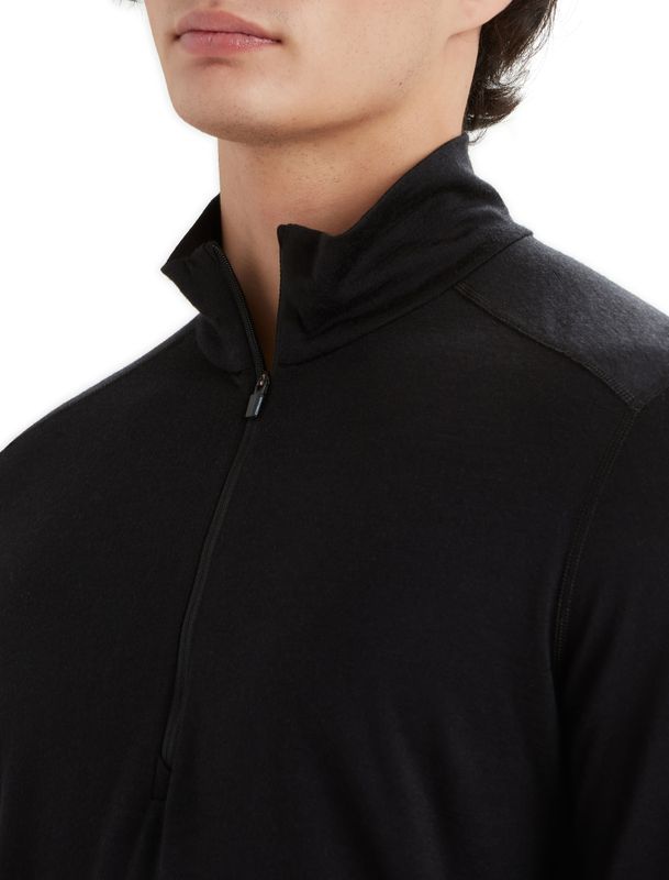 Men's Merino 200 Oasis Long Sleeve Half Zip Thermal Top Black