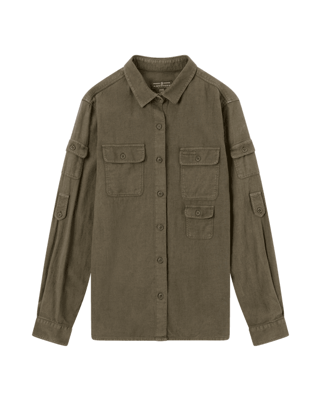 Traveller'S Linen Shirt Womens Olive
