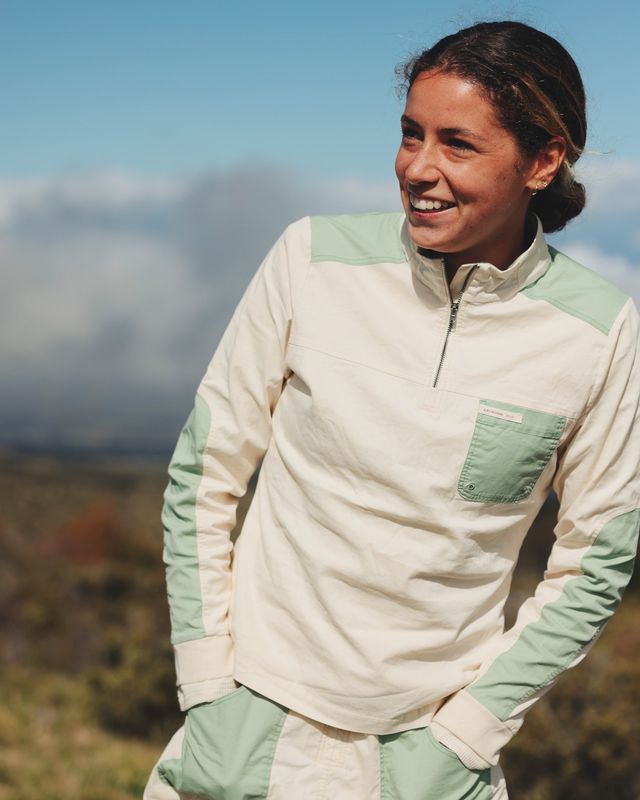 Ditch-Hiker Pullover Womens Oatmeal/Faded Willow Green