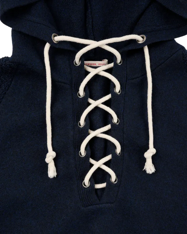 Amundsen Boiled Hoodie Laced Mens Faded Navy