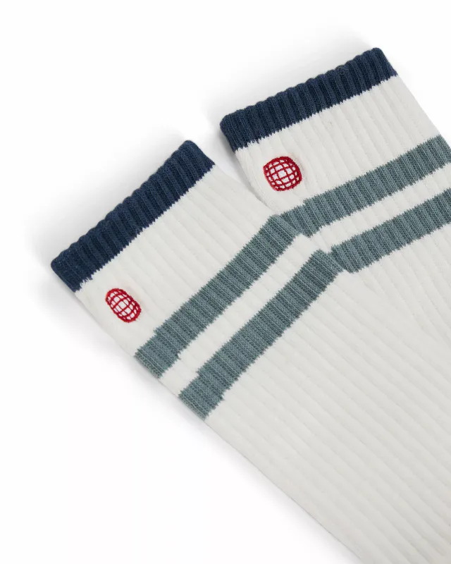 Amundsen Oslo Crew Socks 003 White/Stormy Blue