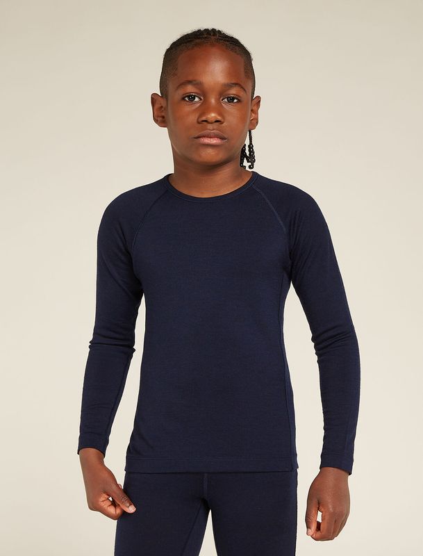 Icebreaker Kids' Merino 200 Oasis LS Crewe Thermal Top Midnight 